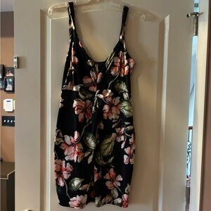 Guess Black Dress with Red Floral Design